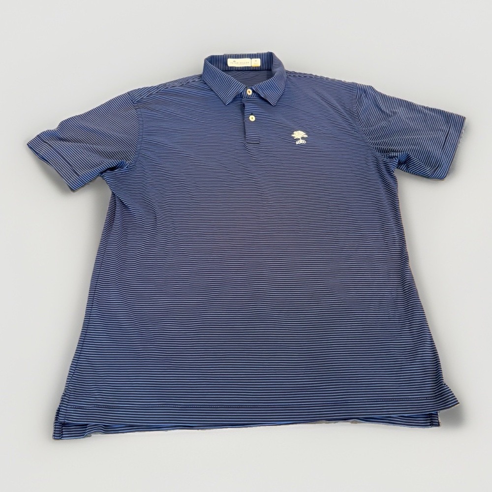 Peter Millar Featherweight UPF 50+ Blue Striped Golf Polo size M